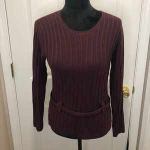 Metro 6 Nina Leonard wool long sleeve belted sweater size large